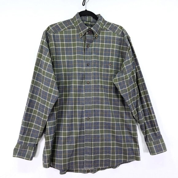 Ariat Pro Shirt Green Plaid Size Medium Button Down Long Sleeve Flannel - Picture 1 of 13